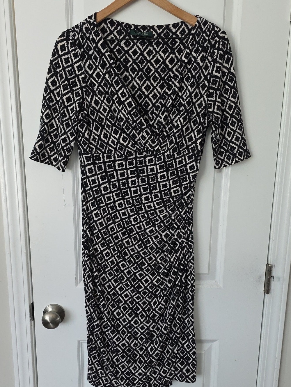 Lauren Ralph Lauren Geometric Print Faux-Wrap Sheath Dress.